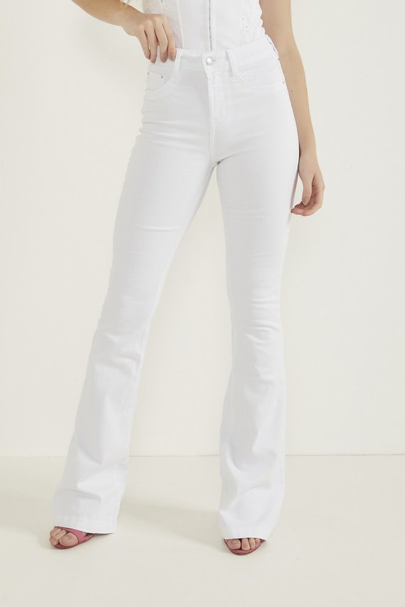 Calça Jeans Feminina Flare Média Black and White - DZ20293.B