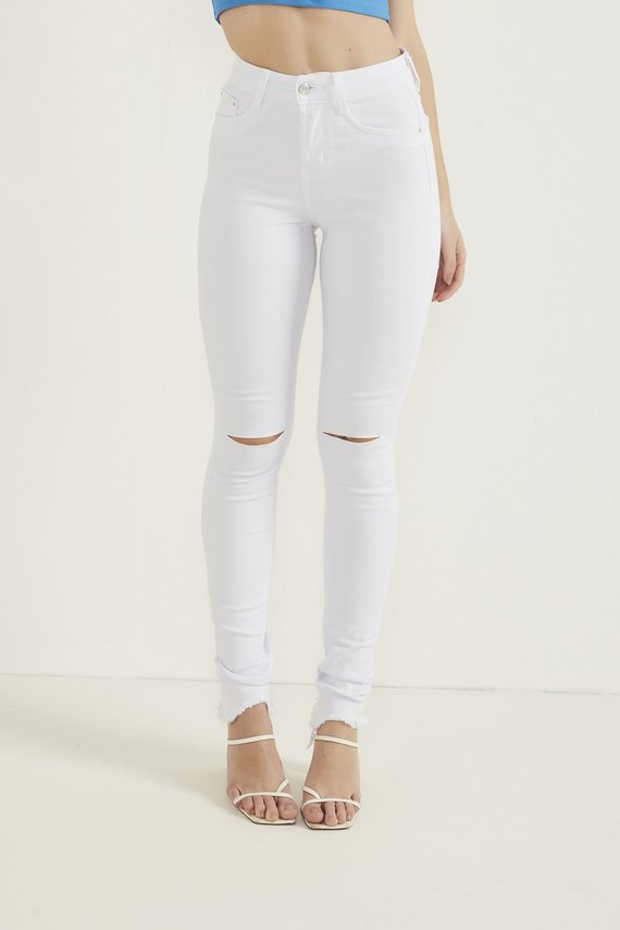 Calça Jeans Feminina  Skinny Média Black and White - DZ20291.B