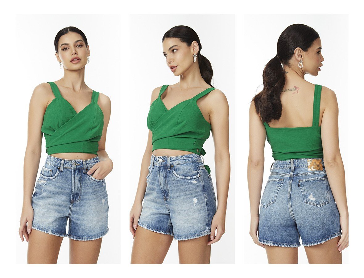 dz4072 com bermuda jeans feminina slim com leves puidos denim zero trio