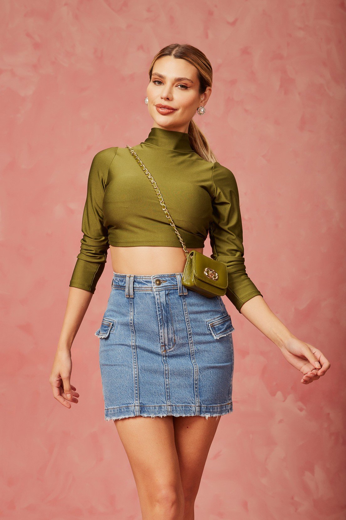 dz7279 com saia jeans feminina tubinho hot pants com recortes frontais denim zero frente 5