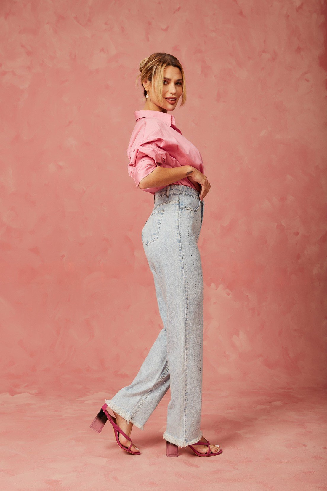 dz20539 alg calca jeans feminina reta com barra desfiada denim zero lado 1