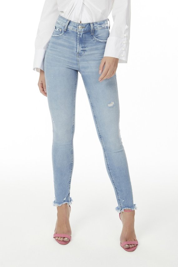 Calça Jeans Feminina Skinny Média Cigarrete com Leves Puídos - DZ20550