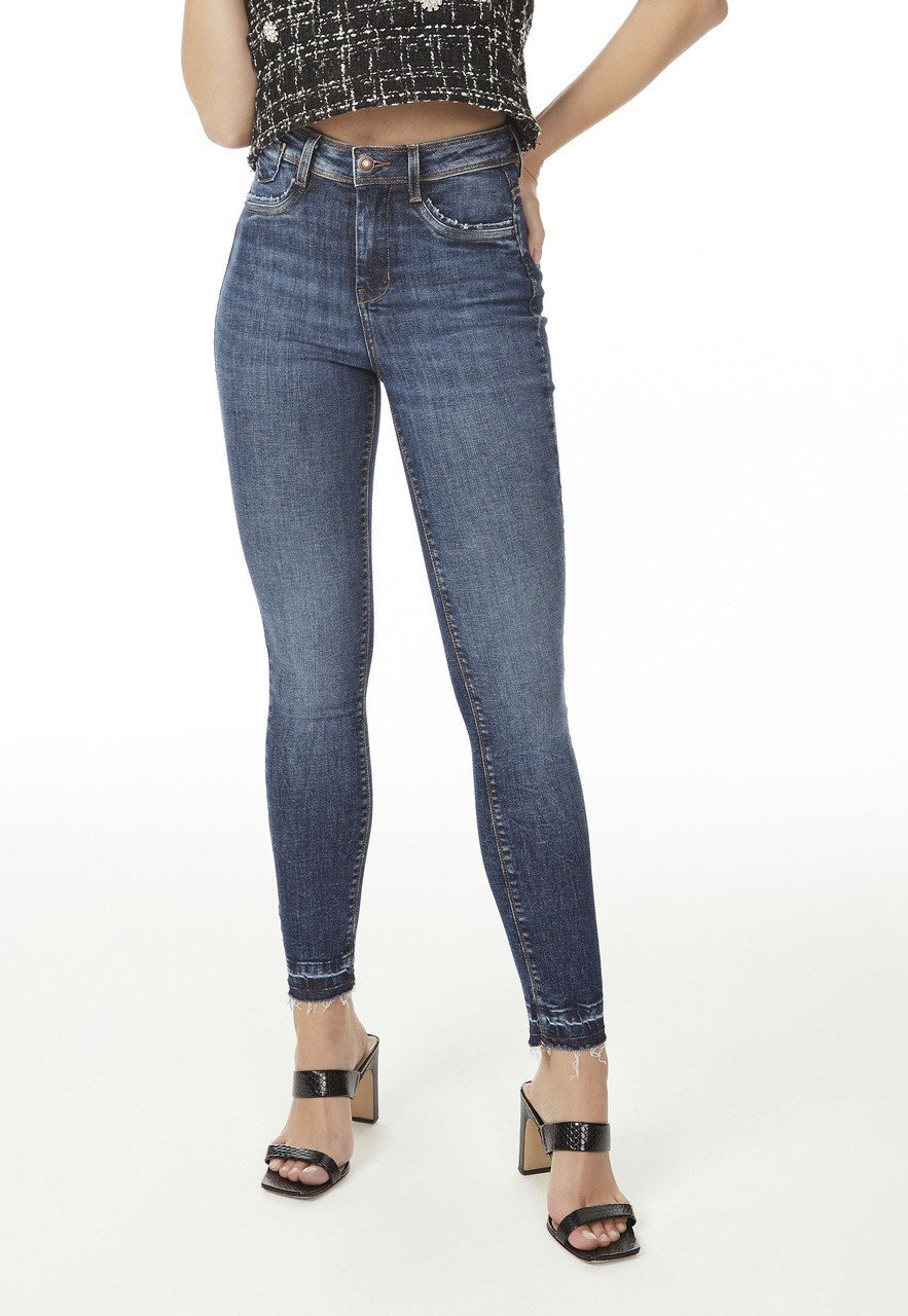 dz20551 re calca jeans femina skinny media cigarrete com barra dupla denim zero frente pro