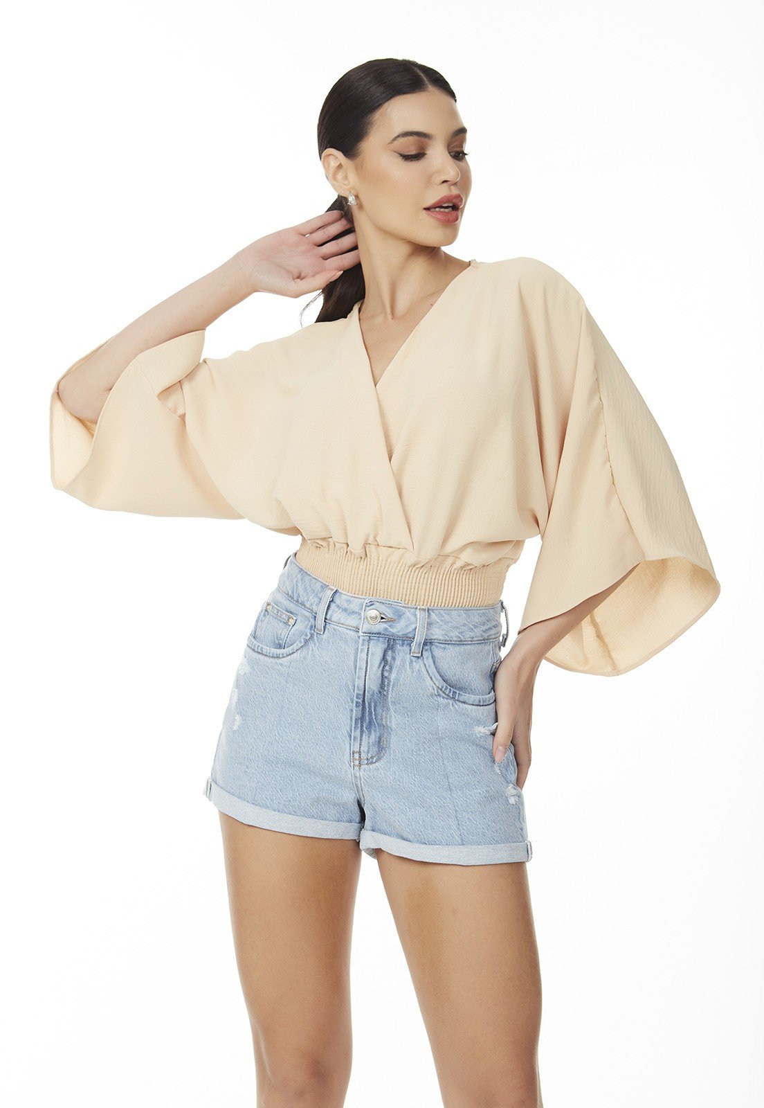 dz6709 com shorts jeans feminino setentinha fit co barra dobrada denim zero frente