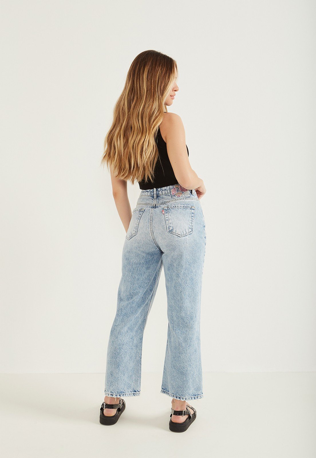 Calça Jeans Feminina Wide Leg Cropped DZ20532 - Main Image