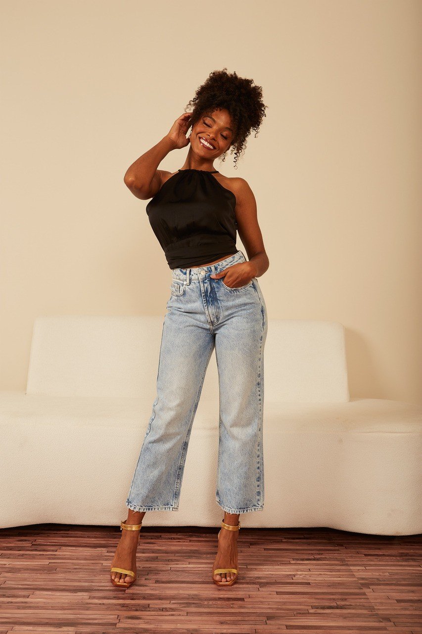 Calça Jeans Feminina Wide Leg Cropped - DZ20532