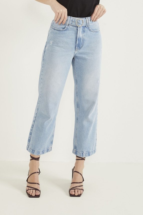Calça Jeans Feminina Wide Leg Cropped - DZ20560