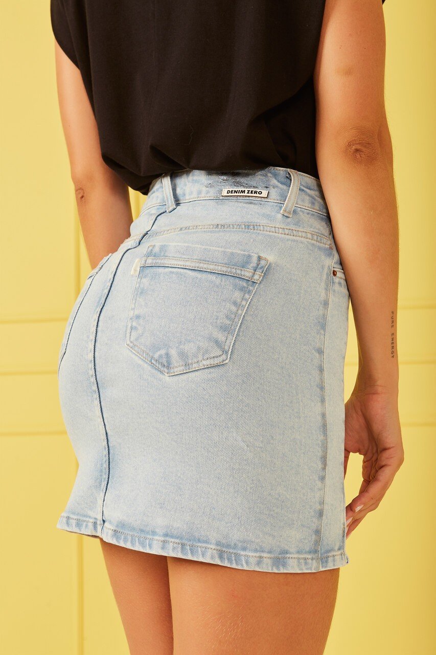 dz7280 com saia jeans feminina tubinho com leve abertura na frente denim zero det copia