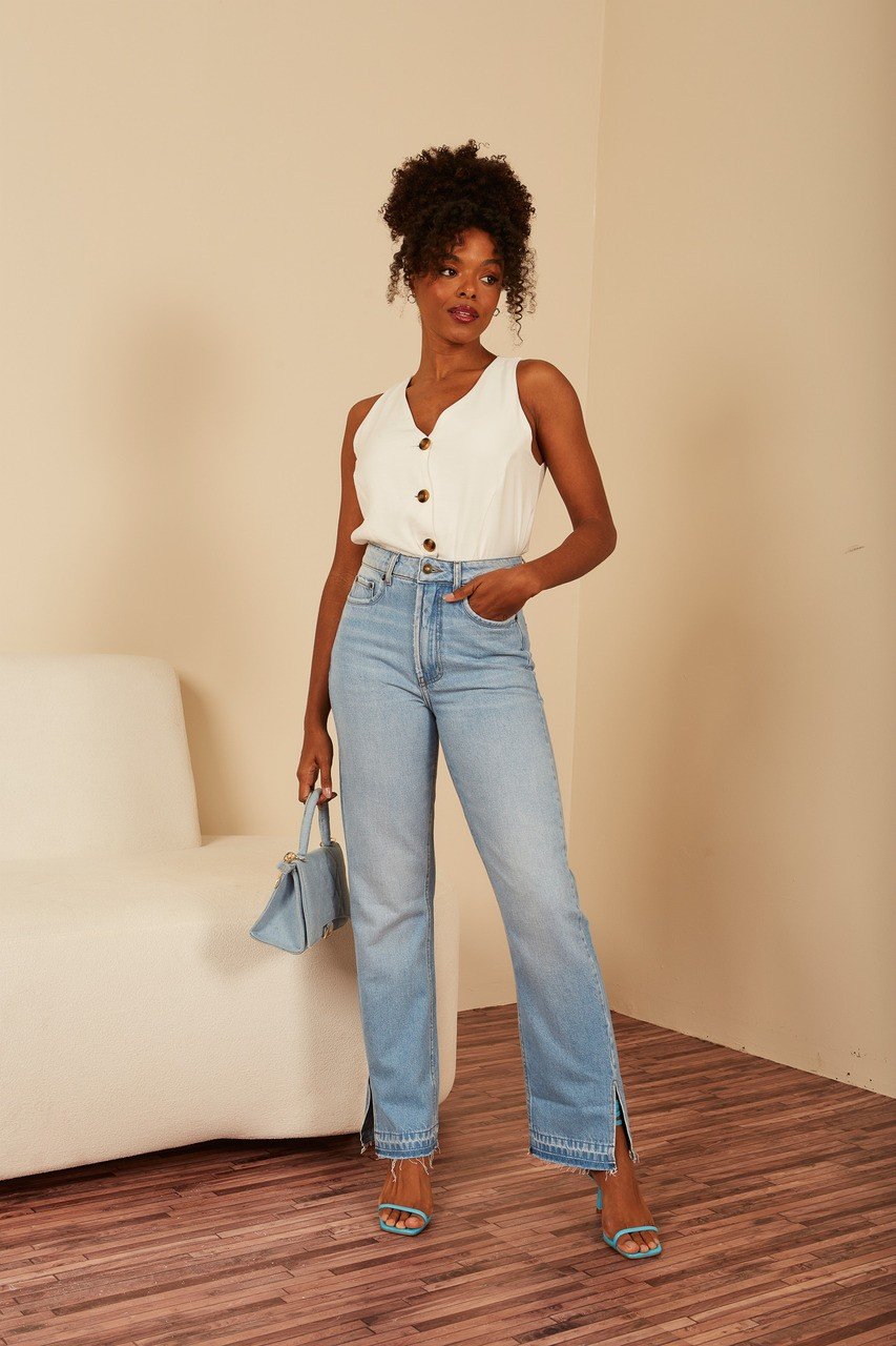 dz20564 alg calca jeans feminina reta com abertura na lateral denim zero frente 1 e