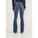 dz20602 com calca jeans feminina flare cintura media com cinto de coracao costas prox