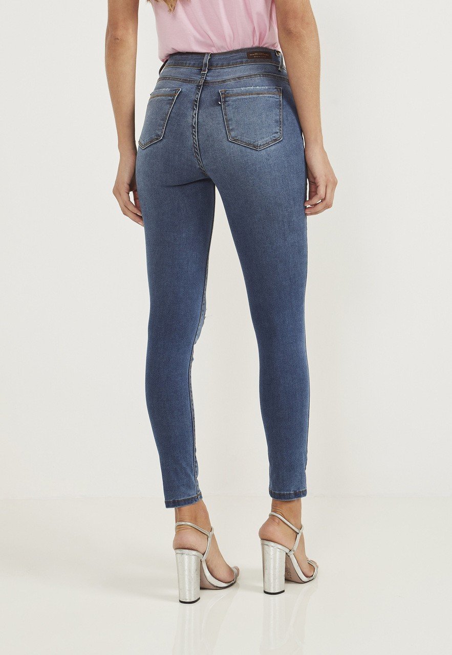 dz20097 re calca jeans feminina skinny cigarrete cintura media com rasgos no joelho co