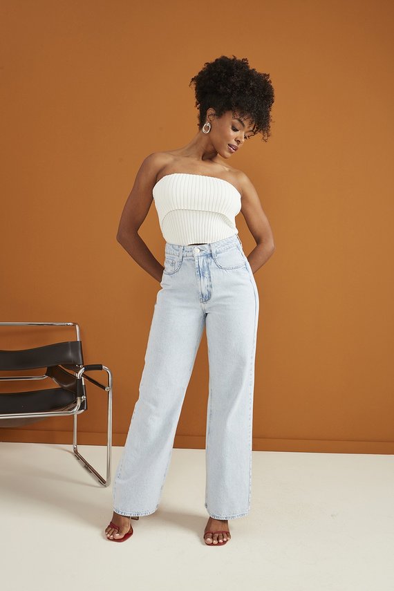 Calça Jeans Feminina Wide Leg Tradiconal - DZ20621