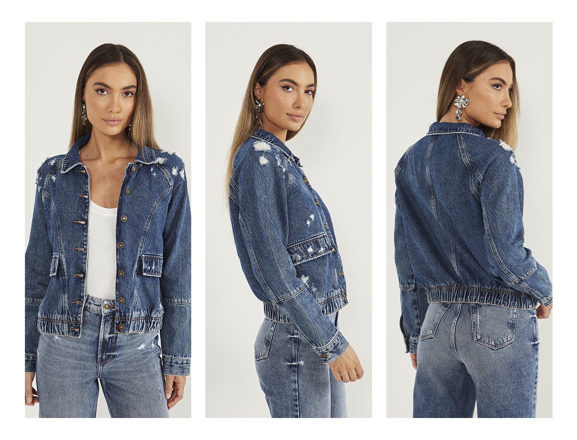 Jaqueta Jeans Feminina Regular Tradicional - DZ9197