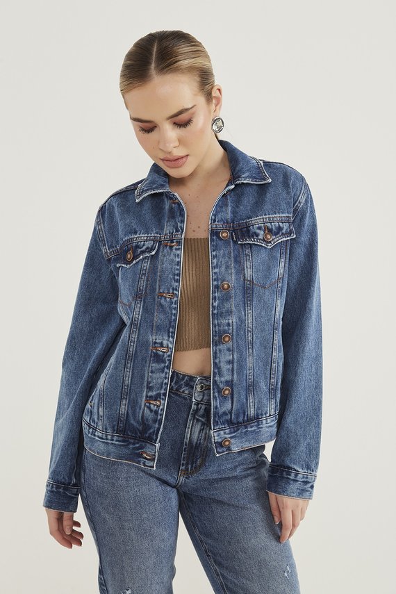 Jaqueta Jeans Feminina Regular com Barra Tradicional - DZ9196