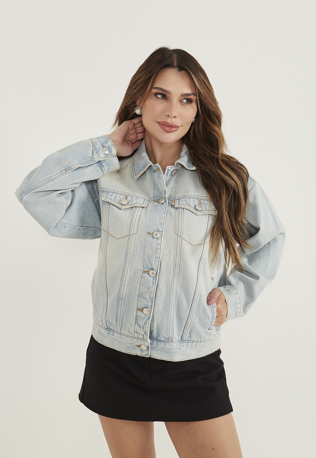 dz9199 alg jaqueta jeans feminina retro tradicional frente 1