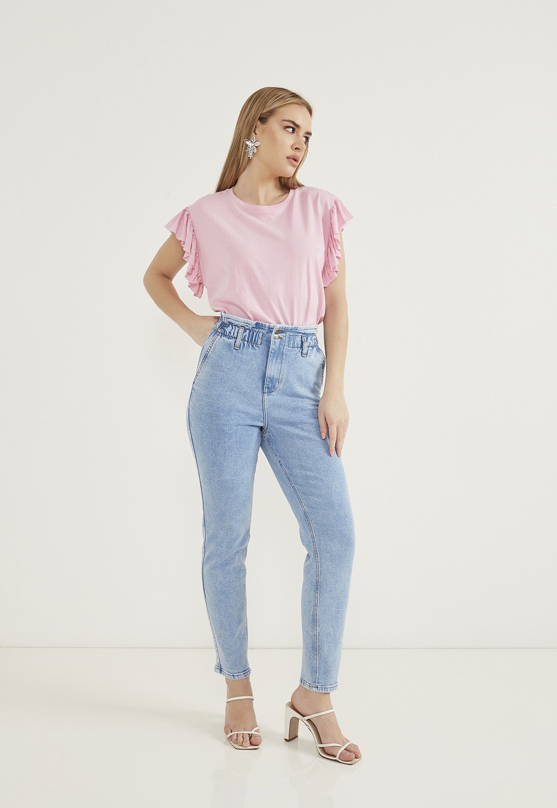 Denim CalÇa Jeans Feminina Com Elastico No CÃ³s Calça Jeans