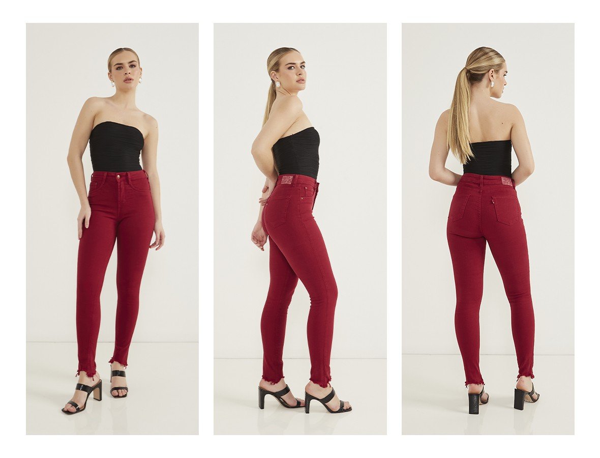 dz20310 com calca jeans feminina skinny cigarrete com barra irregular e desfiada trio