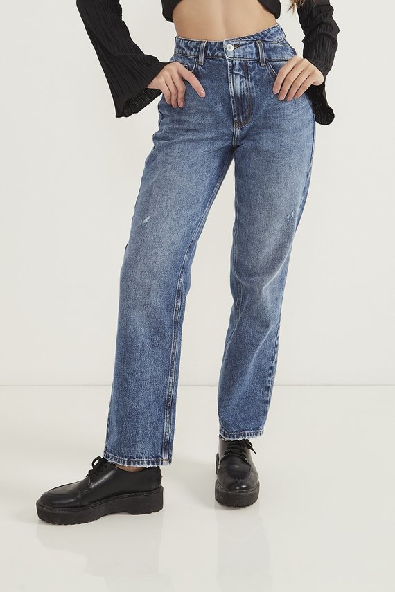 Calça Jeans Feminina Reta Tradicional com Cós Assimétrico - DZ20630