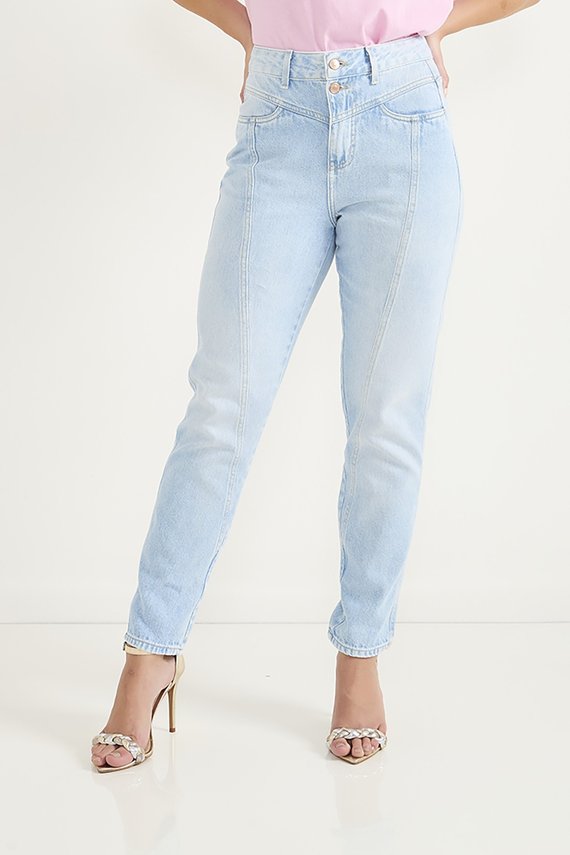 Calça Jeans Feminina Mom Cigarrete com Cós Diferenciado - DZ20659