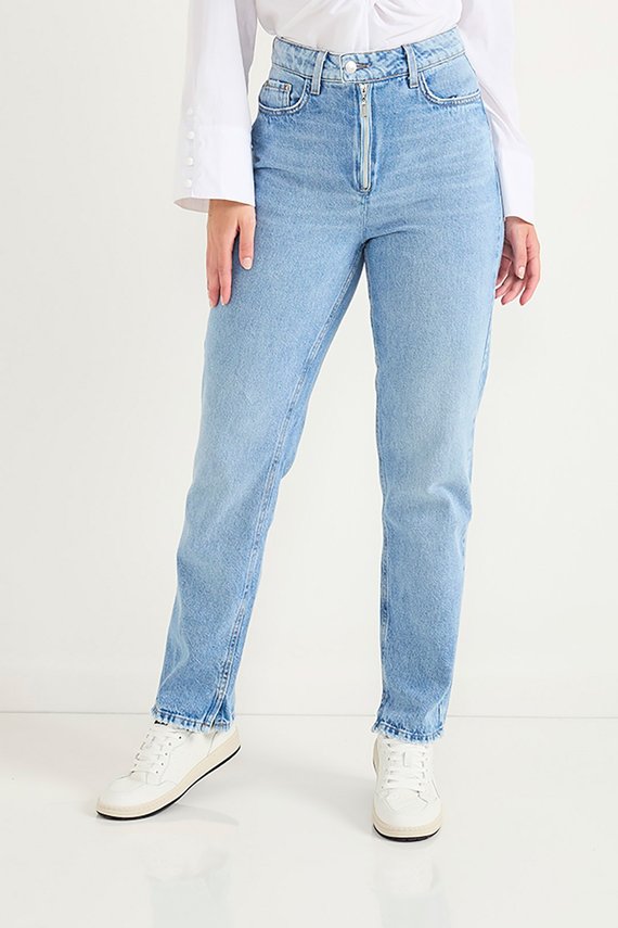 Calça Jeans Feminina Reta Cintura Alta Tradicional - DZ20669
