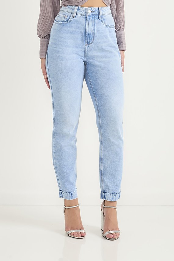 Calça Jeans Feminina Mom Cigarrete com Barra Diferenciada - DZ20658