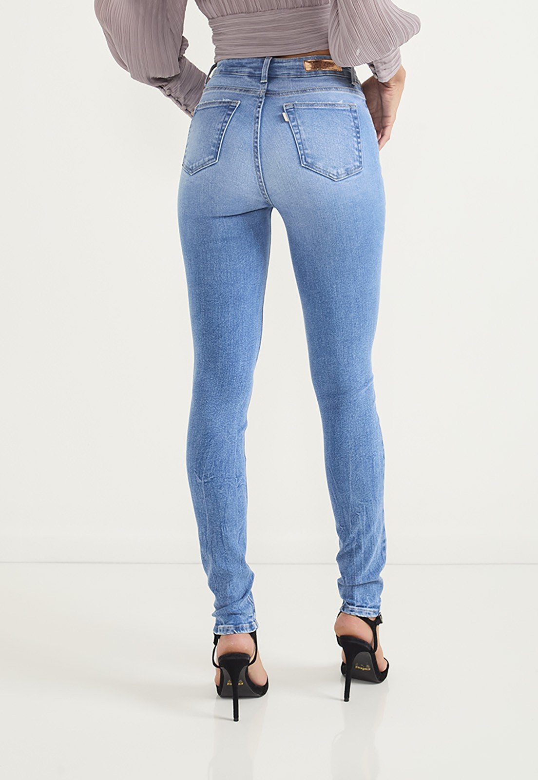 dz20682 re calca jeans feminina skinny media tradicional costas prox