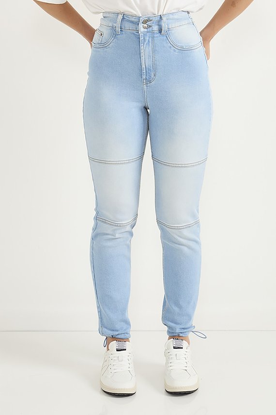 Calça Jeans Feminina Mom Fit Cigarrete com Recortes Frontais - DZ20664