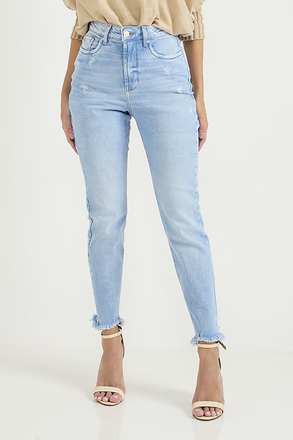 Calça Jeans Feminina Mom Fit com Leves Puídos - DZ20754