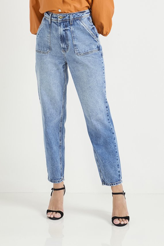 Calça Jeans Feminina Slouchy Cigarrete Bolso Diferenciado - DZ20776