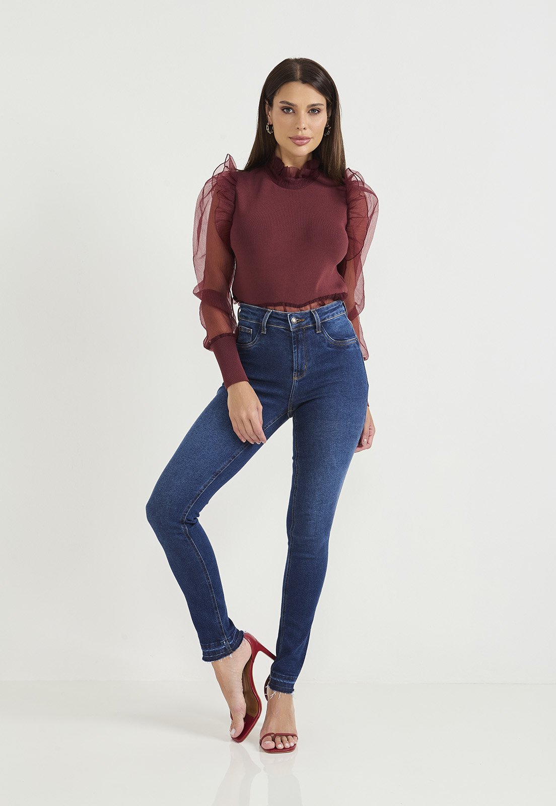 Calça Jeans Feminina Skinny Tradicional Cintura Média DZ20767