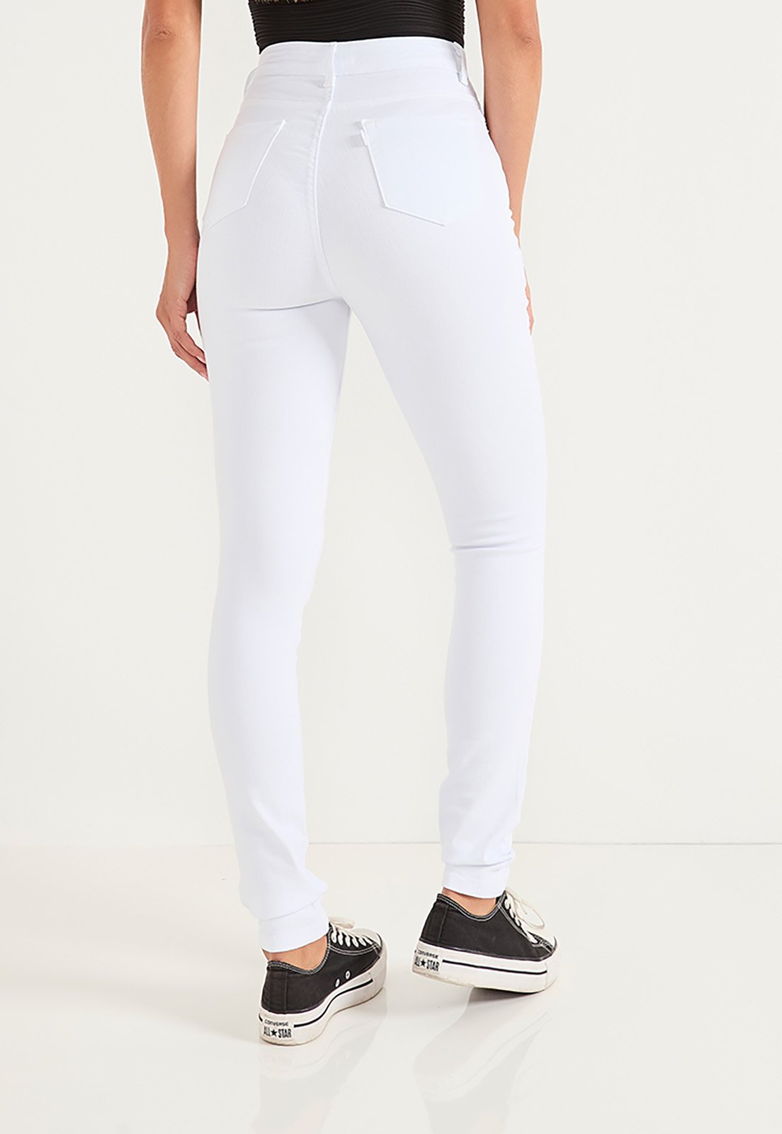 dz20809 b com calca jeans feminina skinny hot pants tradicional branca costas crop 1