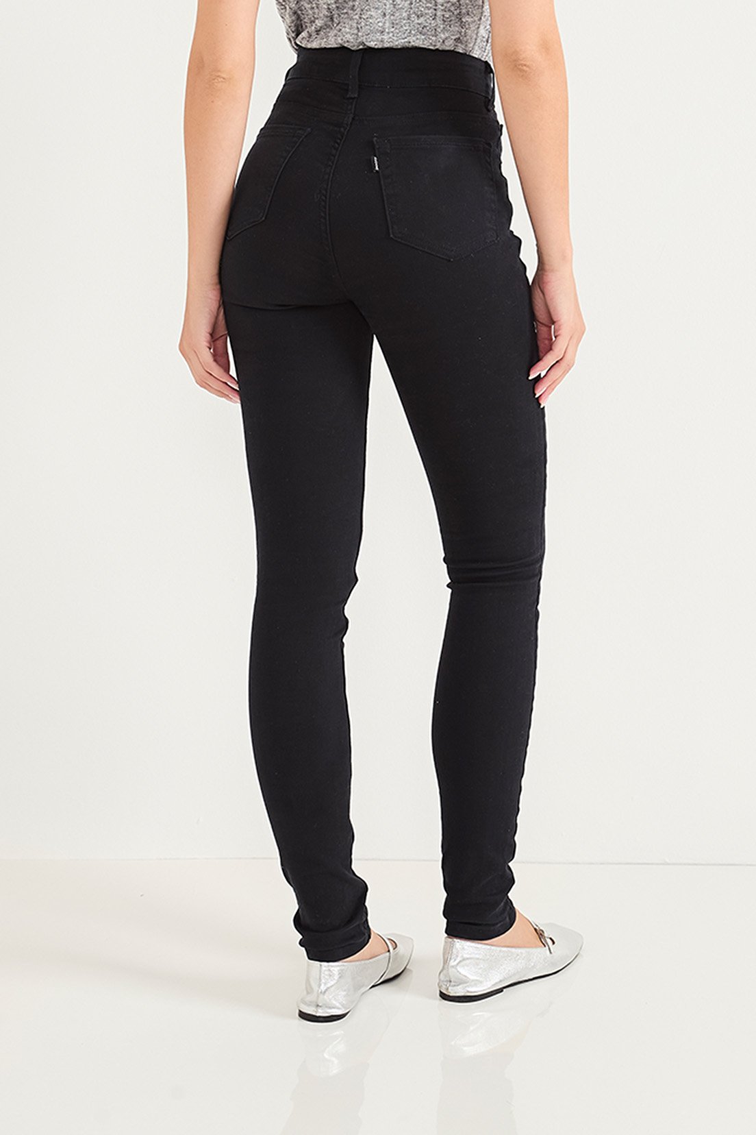 dz20810 p com calca jeans feminina skinny media tradicional preta costas crop