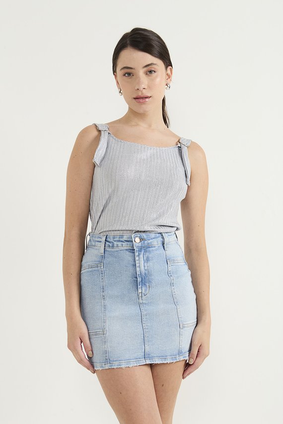 Saia Jeans Feminina Tubinho Hot Pants com Emenda - DZ7290