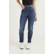 dz20784 com calca jeans feminina mom fit cigarrete com leves puidos denim zero frente crop 2