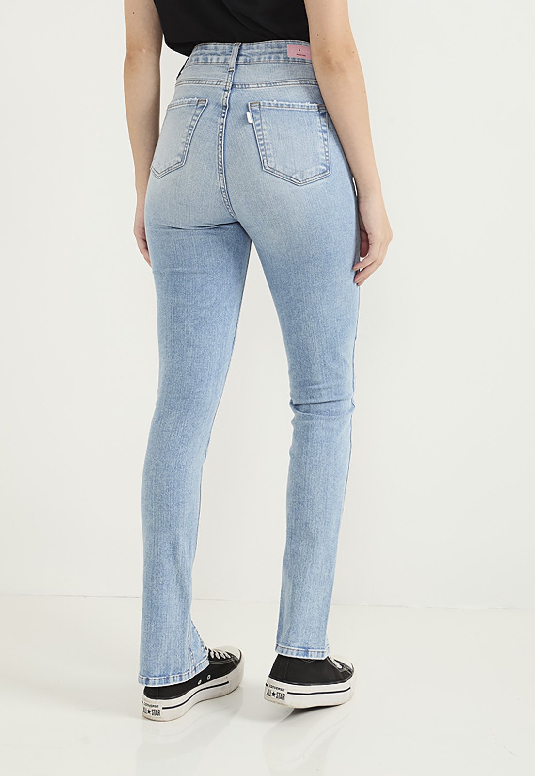 dz20802 com calca jeans feminina skinny tradicional hot pants denim zero costas crop
