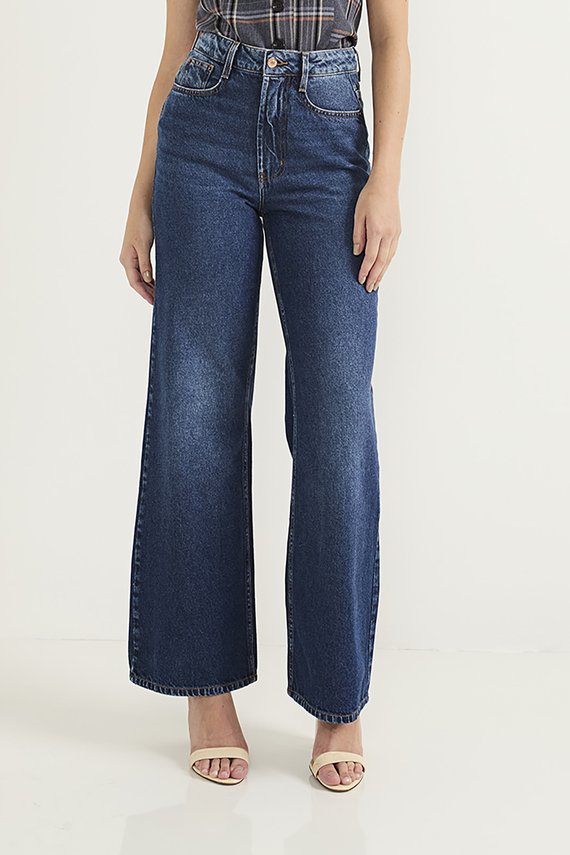 Calça Jeans Feminina Wide Leg Alongada Tradicional - DZ20805