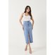 dz7291 com saia jeans feminina midi fit tradicional denim zero frente
