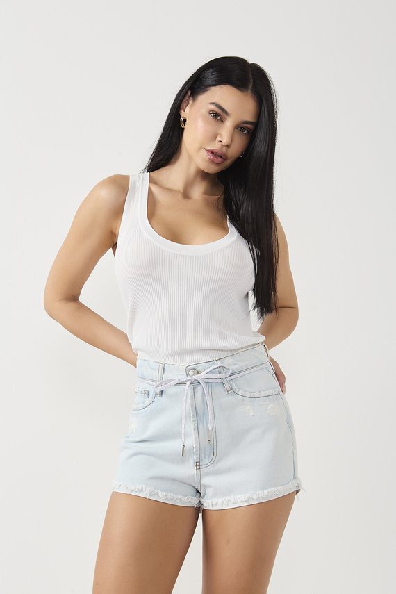 Shorts Jeans Feminino Setentinha Mini Cintura Alta - DZ6701