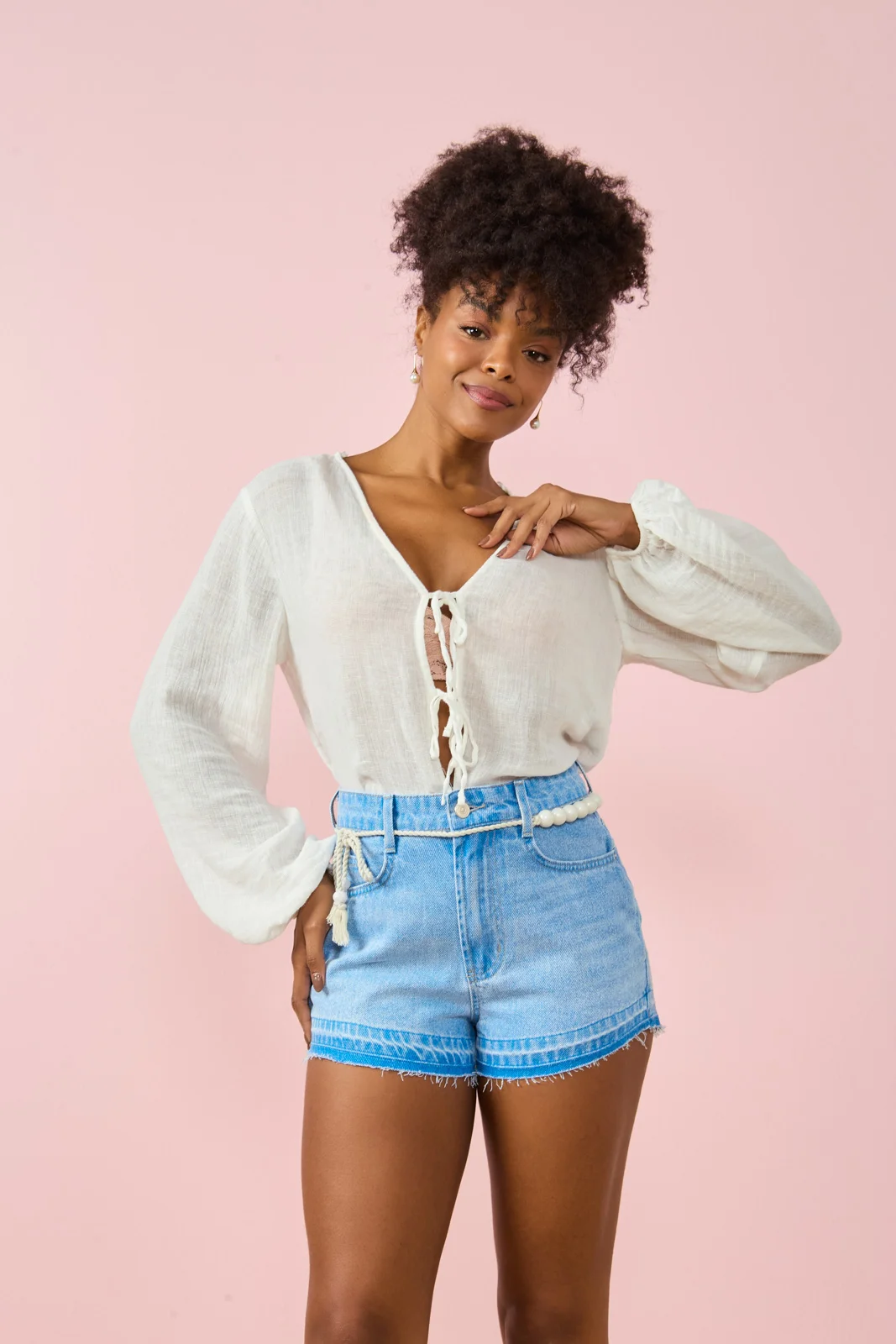 Shorts Jeans Feminino Setentinha Mini Cintura Alta - DZ6748