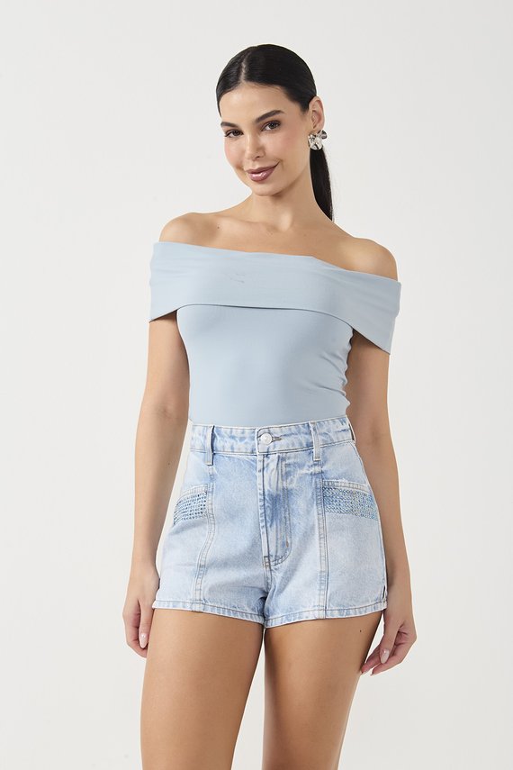 Shorts Jeans Feminino Setentinha Mini Cintura Alta - DZ6750