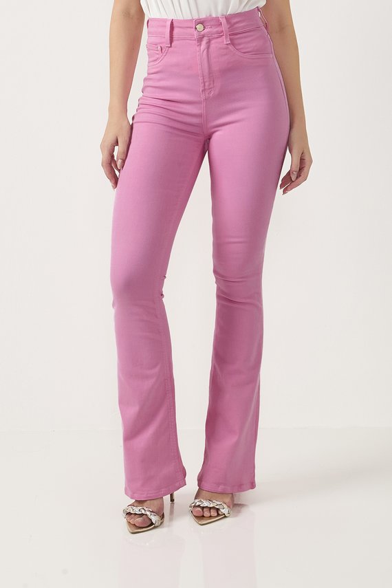 Calça Jeans Feminina Flare Alongada Cintura Hot Pants - DZ20815