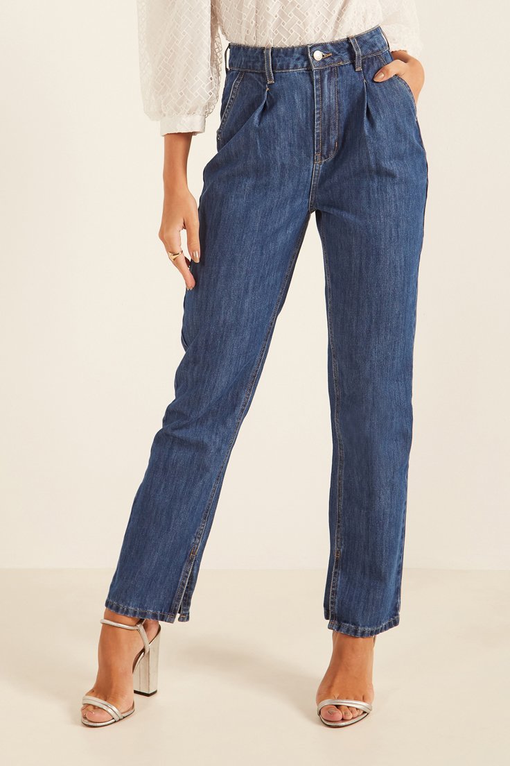 dz20076 alg calca jeans feminina dad pants com abertura no entrepernas denim zero frente prox