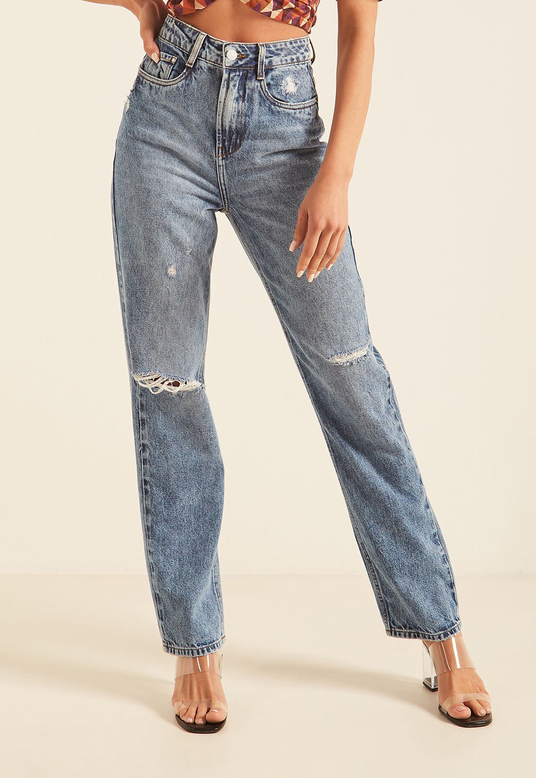 dz20120 1 alg calca jeans feminina dad pants com rasgos denim zero frente prox