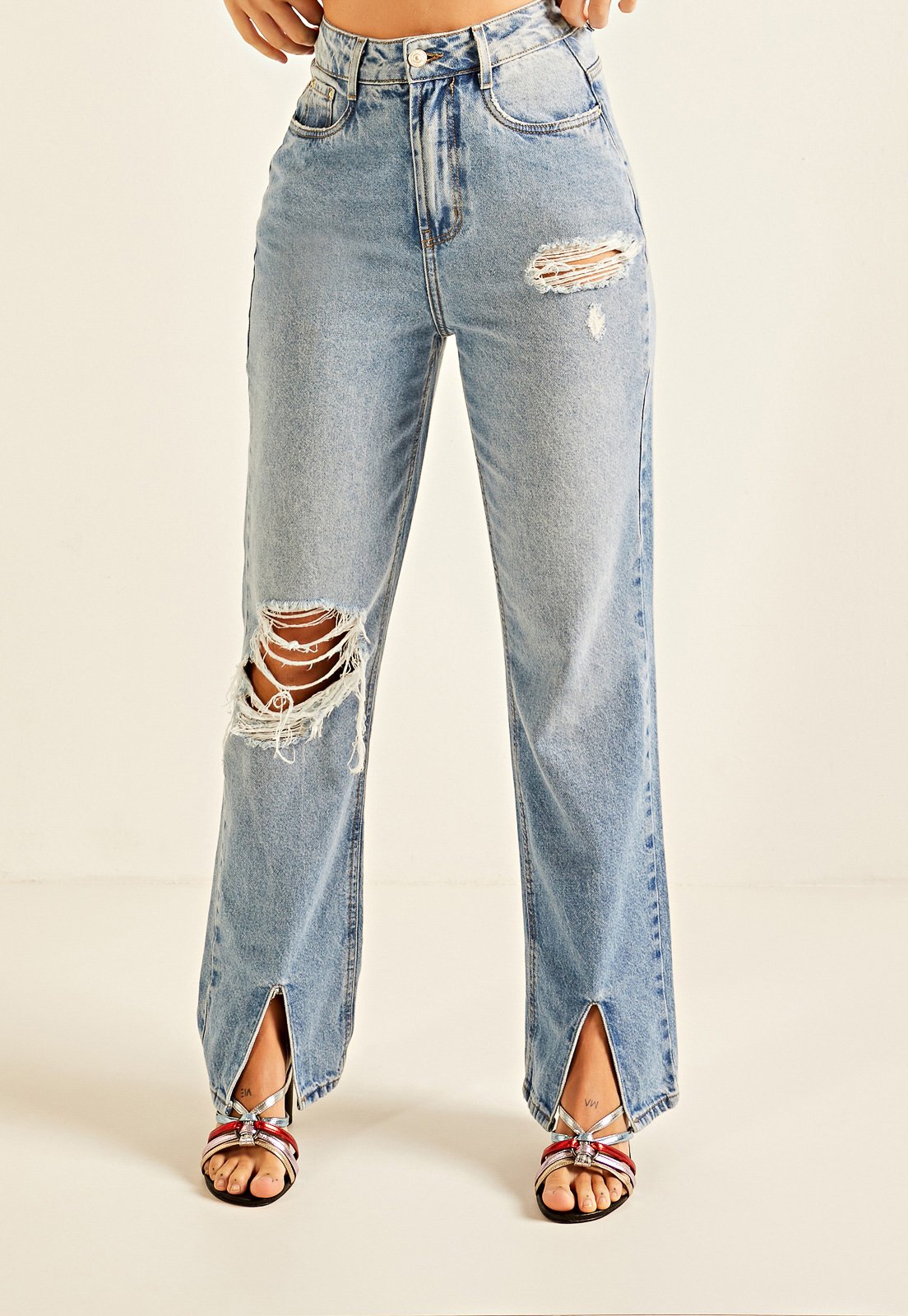 dz20177 1 alg calca jeans feminina dad pants cintura hot pants denim zero frente prox