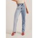 dz20202 alg calca jeans feminina dad pants two tones com leve abertura lateral denim zero frente prox