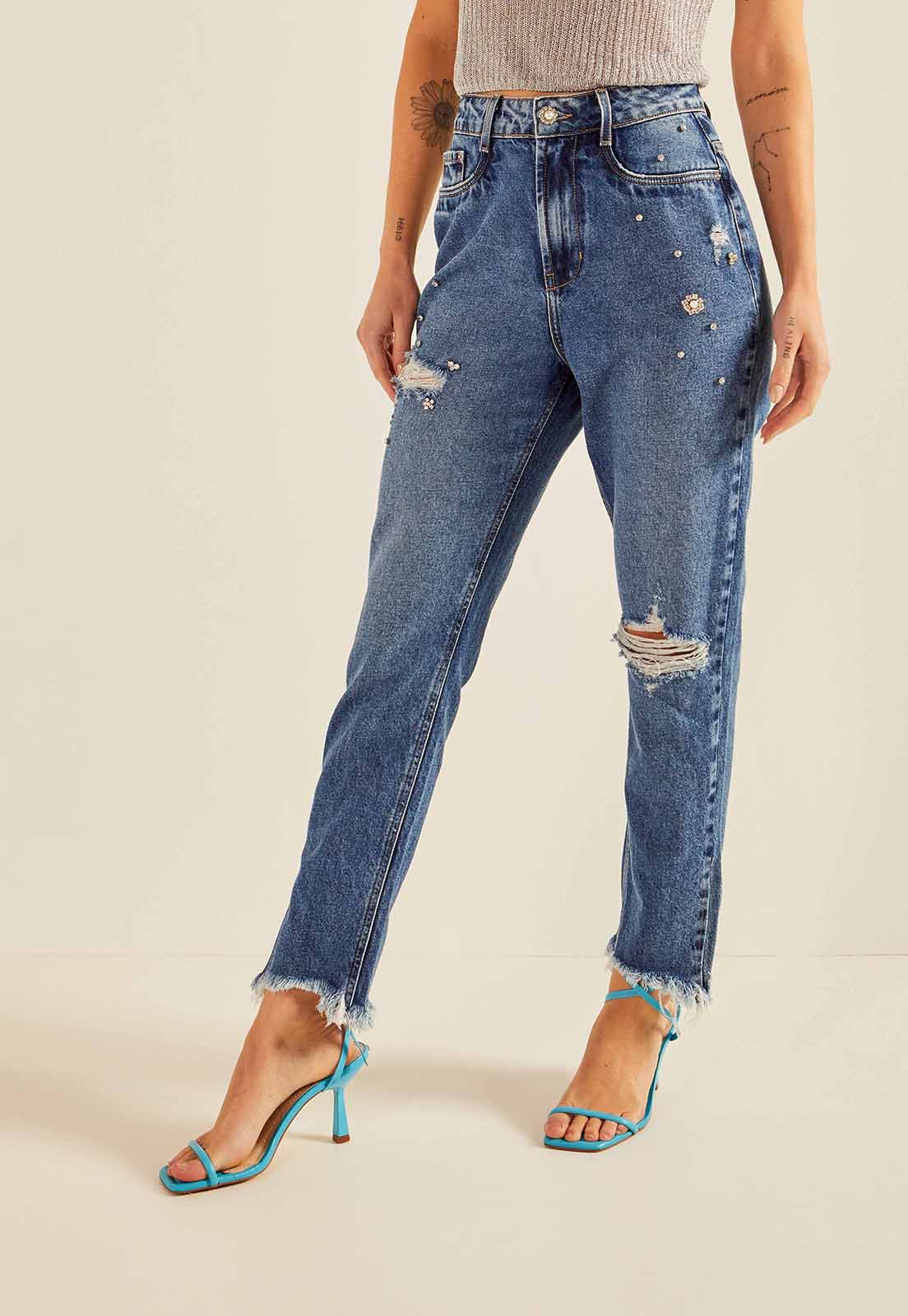 dz20229 1 alg calca jeans feminina mom com strass denim zero frente prox