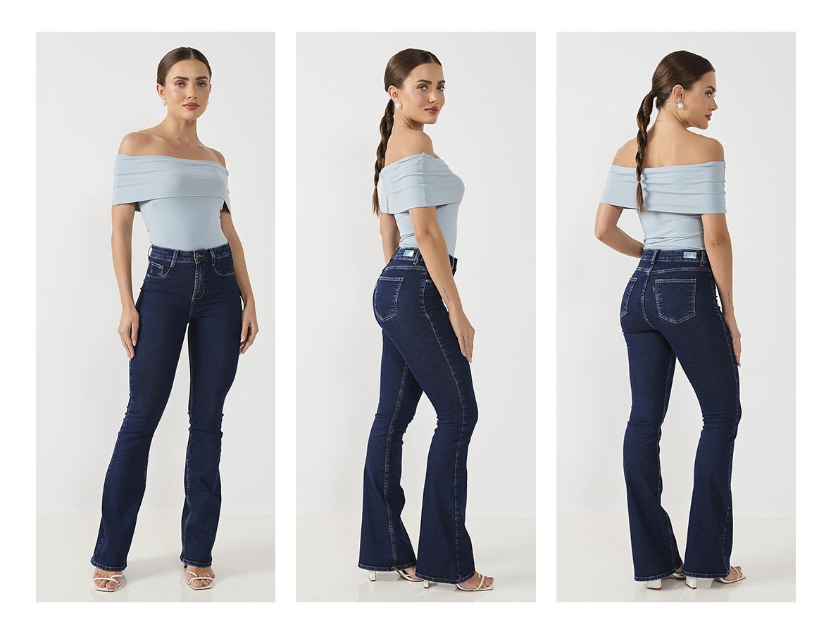 Calça Jeans Feminina Flare Cintura Média Tradicional - DZ20838