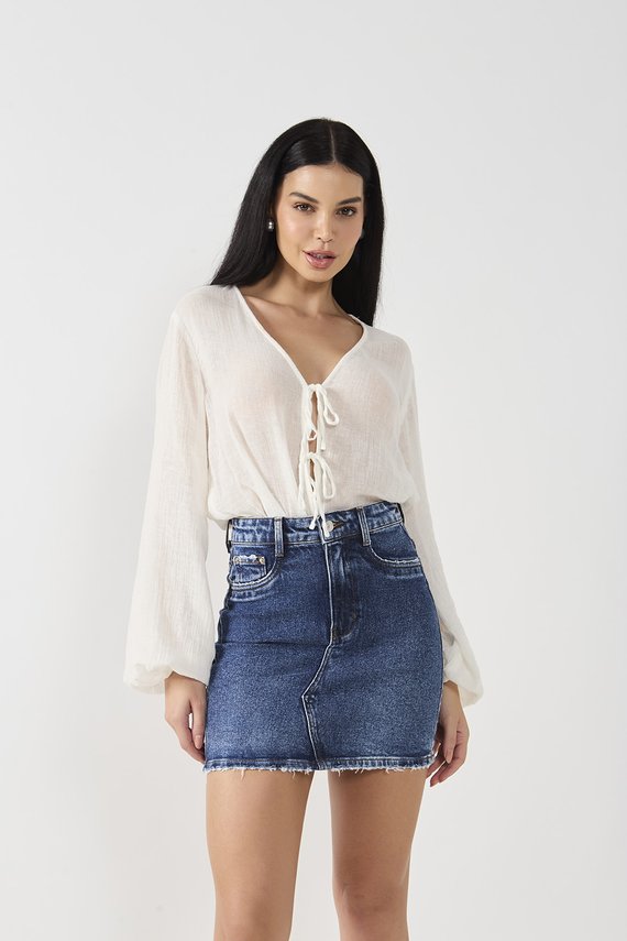 Saia Jeans Feminina Tubinho Hot Pants - DZ7300