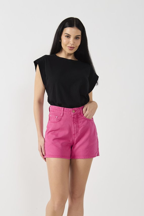 Shorts Jeans Feminino Mom Rosa - DZ6759
