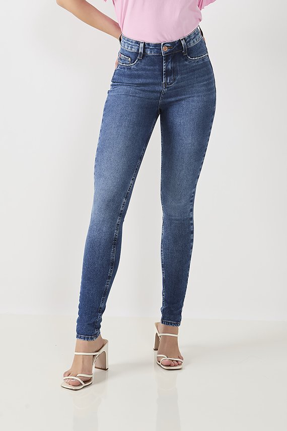 Calça Jeans Feminina Skinny Tradicional Cintura Média - DZ20853